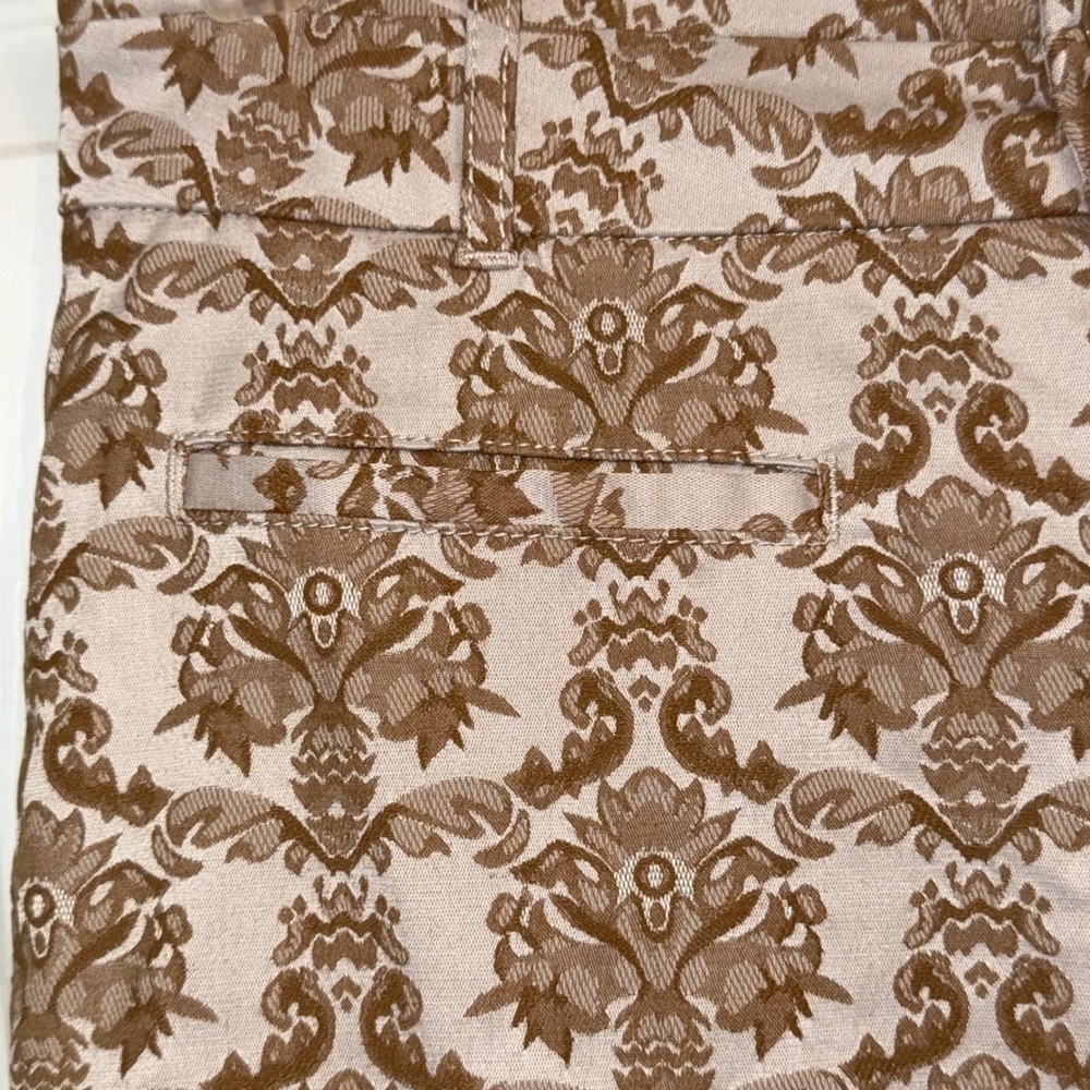 ANTHROPOLOGIE CARTONNIER Charlie‎ Ankle Damask Brocade Pants Beige Brown NWOT  4 - Picture 4 of 7